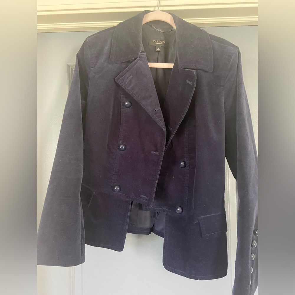 Velour Navy Blazer with stylish buttons